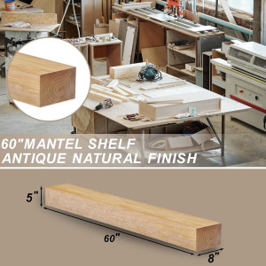 ROOMTEC Fireplace Mantel,60" Wood Floating Firepla...