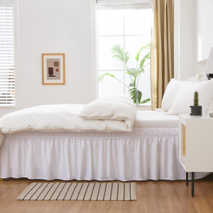 MEILA Wrap Around Bed Skirt Three Fabric Sides Ela...