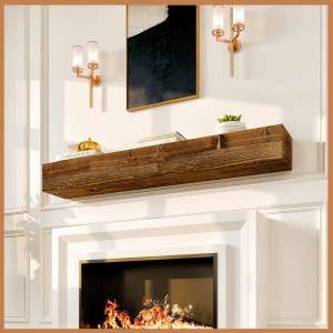 Avana Rustic Fireplace Mantle Shelf 60 Inches - Ha...