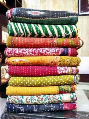5 Pieces Mix Lot Whole Sale Tribal Kantha Quilts V...