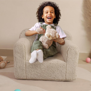 Kids Snuggly-Soft Sherpa Chair, Cuddly Toddler Foa...