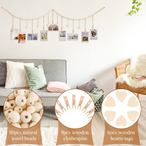 Hanging Photo Display with Clips, 9 Wood Clips, Bo...