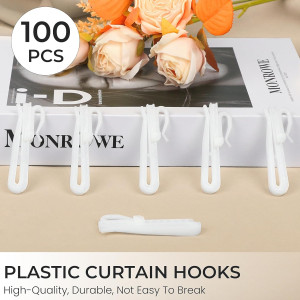 100 PCS Plastic Curtain Hooks, Adjustable Pinch Pl...