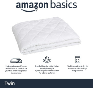 Amazon Basics Hypoallergenic Quilted Mattress Topp...