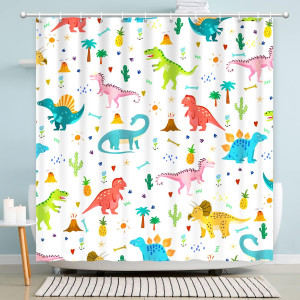 Shower Curtain Kids, Cartoon Dinosaur Shower Curta...