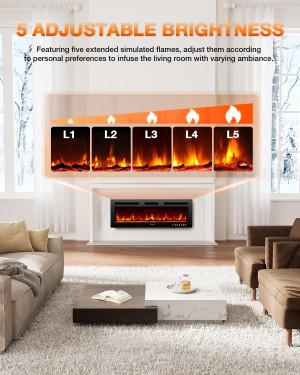 Electric Fireplace 50Inch,Realistic Flame Electric...
