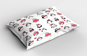 Ambesonne Winter Pillow Sham Set of 2, Penguins Ha...