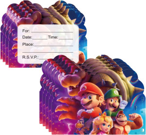 30Pcs Boys Mari Party Invitation Cards Supplies Bi...