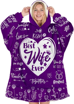 Valentine Gifts for Wife Hoodie Blanket from Husba...