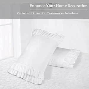 HIG Pack of 2 Farmhouse Ruffle Pillow Shams, Stand...