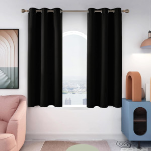 Deconovo Solid Thermal Insulated Grommet Black Bla...