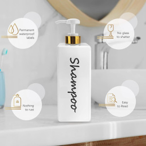 Shampoo and Conditioner Dispenser (Set of 3, 21oz)...