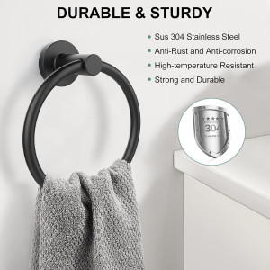 SetSail Towel Holder for Bathroom Wall Matte Black...