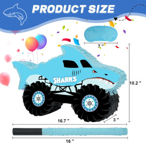 Shark Truck Pinata - Monster Truck Pinata with Bli...