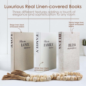 Linen Covered Decor Books 3 Pieces, Decorative Boo...