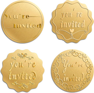 200PCS You're Invited Round Embossed Foil Seals St...