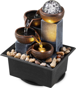 Tabletop Fountain 4 Level Tabletop Waterfall Medit...