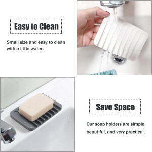 Self Draining Soap Dishes, 3 Pcs Silicone Soap Sav...