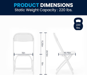 Flash Furniture Kids White Plastic Folding Chair