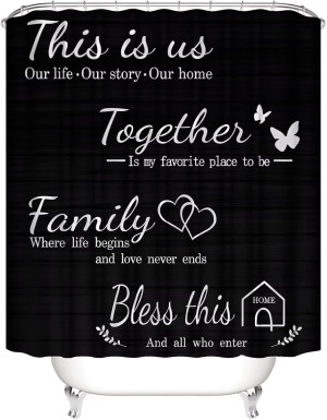 AZHM Family Shower Curtain Set Black Home Bathroom...