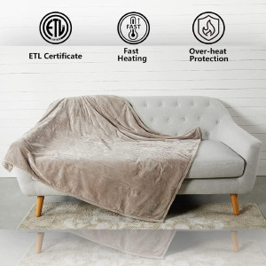 Tefici Electric Heated Blanket Throw, Super Cozy S...