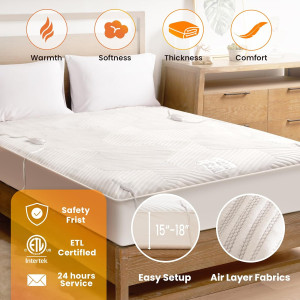 Heated Mattress Pad Queen Size - Dual Control Elec...