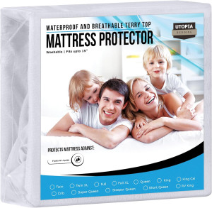 Utopia Bedding Waterproof Mattress Protector Twin...