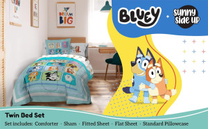 Sunny Side Up Bluey & Friends Twin Comforter Set -...