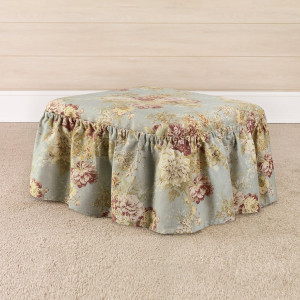 Waverly Ballad Bouquet 2 Piece Ottoman Slipcover i...
