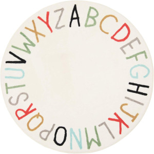 Topotdor Rainbow Round Kids Play Rug Alphabet Nurs...
