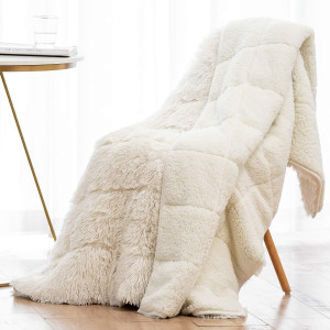 Wemore Shaggy Long Fur Faux Fur Weighted Blanket,...