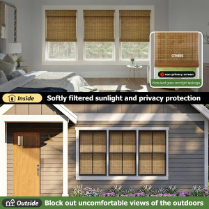 LazBlinds Cordless Bamboo Roman Shades, Privacy Bl...
