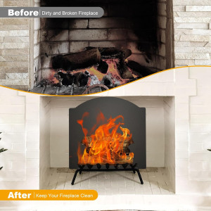Fireplace Fireback with Feet- 19 Inch Fire Back Fi...
