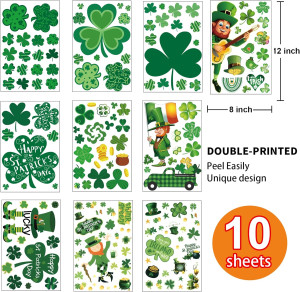 st Patricks Day Decorations Window clings 10 Sheet...