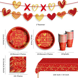 Valentine's Day Party Supplies Tableware Set Red H...