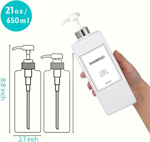 Modern Silver Shampoo and Conditioner Dispenser (2...