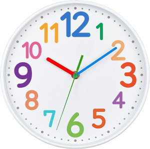 VREAONE Kids Clock-Silent Analogue Classroom Clock...