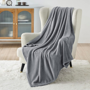 Bedsure Fleece Throw Blanket for Couch Grey - Ligh...