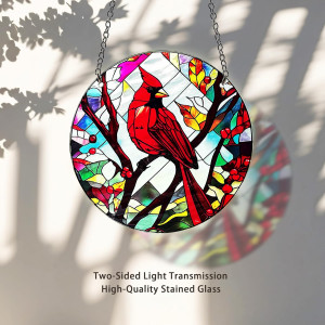 Red Bird Memorial Suncatcher, Memorial Panel Glass...