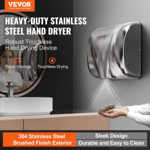 VEVOR Heavy Duty Commercial Hand Dryer, 1300W Auto...