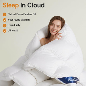 Feather Down Comforter Oversized King Size, 120x98...