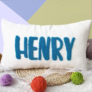 Custom Embroidered Name Lumbar Pillow, Personalize...