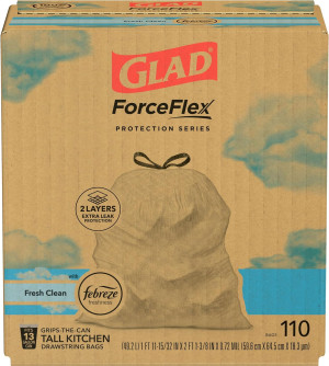 Glad ForceFlex Tall Kitchen Drawstring Trash Bags,...