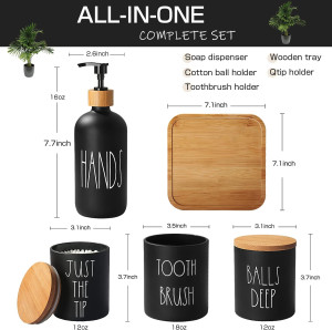 Black Bathroom Accessories, 5 Pcs Glass Bathroom A...