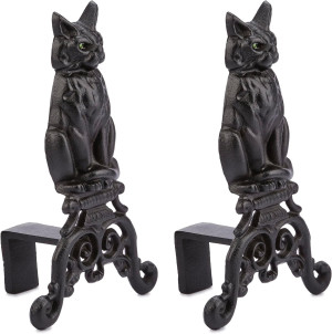 UniFlame, A-1251, Black Cast Iron Cat Fireplace An...