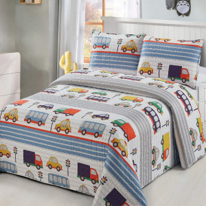 2 pc Twin Size Quilt Bedspread Kids/Teens Boys Tra...