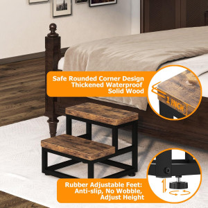 2 Step Wooden Step Stools for Adults Kids, Heavy D...