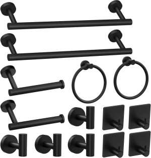 14-Pieces Matte Black Bathroom Accessories Set, St...