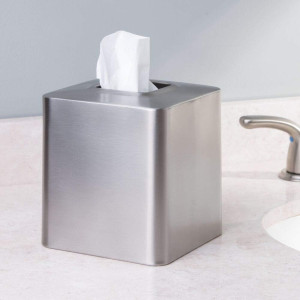 mDesign Metal Square Tissue Box Cover for Bathroom...