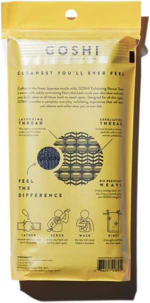 GOSHI Exfoliating Shower Towel - Rip-Resistant Exf...